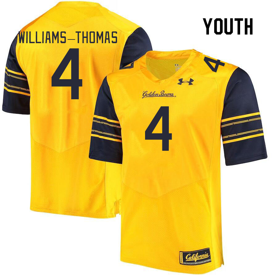 Youth #4 Justin Williams-Thomas California Golden Bears College Football Jerseys Stitched Sale-Gold - Click Image to Close